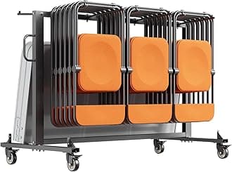 VEVOR Folding Chair Rack, 400 LBS Capacity, Heavy-Duty Chair Cart for 42 Chairs or 12 Tables, Multi-Function Chair Storage Dolly with Rubber Wheels and Holders, Large Chair Holder, Matte Black