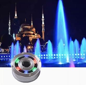 LED Ring Fountain Lamp - Submersible RGB Lights, 12/24V Park Square LED Underwater Light, Waterproof IP68 Embedded Fountain Pool Spotlight, Stainless Steel Color Landscape Lights(9w(24V))