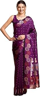C J Enterprise Women's Banarasi Saree Pure Kanjivaram Silk Saree Soft Design Wear Pattu Sarees Latest Cotton With Blouse Piece Kanchipuram for Wedding sadi new ladies 2023 (Champa)