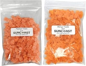 SunCoast Sugar Gliders Diced Mango 8 oz. + Diced Papaya 8 oz. (1 pound total)