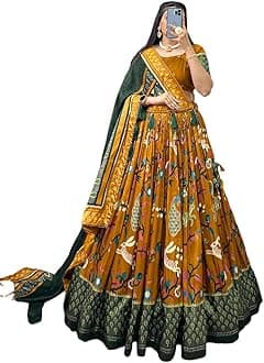 SarathybizWoman's perfectly Navratri Collection Tussar Silk Lehenga Choli Patola Print with Foil Work