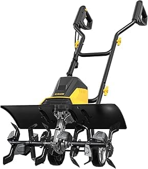 13.5 Amp Electric Tiller Cultivator, 18" Corded Garden Tiller with 6 Steel Tines, 390RPM High Torque Rototiller, 8.7" Depth, Ergonomic H-Handle & Wheels for Lawn, Yard, Soil Digging & Weeding