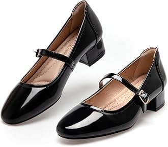 Mary Jane Shoes Women Low Heels Dress Shoes Pumps Low Heel 2 Inch Chunky Heel Mary Janes Pumps with Adjustable Ankle Strap for Women Dressy Casual