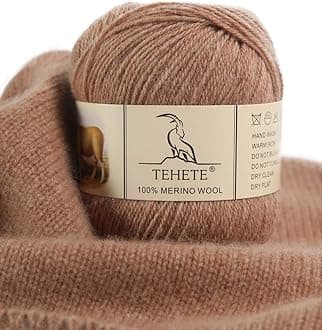 100% Merino Wool Yarn for Knitting 3-Ply Luxury Warm Soft Lightweight Crochet Yarn (Khaki)