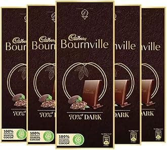 Cadbury Bournville 70% Dark Chocolate 80 Grams (Pack of 5) Bars (5 x 80 Grams)
