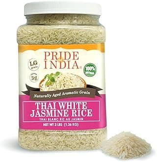 Thai White Jasmine Rice - Fragrant Hom Mali Rice, 3 lbs Jar