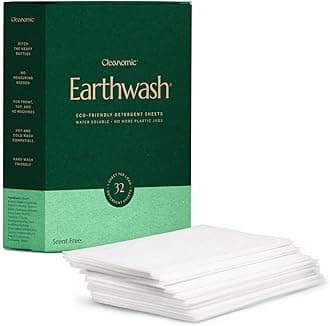 earthwash - Laundry Detergent Sheets, Scent-Free (32 Loads), The Perfect Hypoallergenic Eco-Friendly Plastic Free Strips, Ideal for Travel/Home Use. Biodegradable-Easy Dissolve, True Eco-Wash