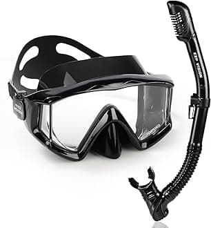 Adult Pano 3 Scuba Diving Mask, Tempered Glass Snorkel Mask Anti-Fog Swim Mask No Leakage Swim Goggles with Nose Cover Snorkeling Gear for Snorkeling, Freediving, Swimming