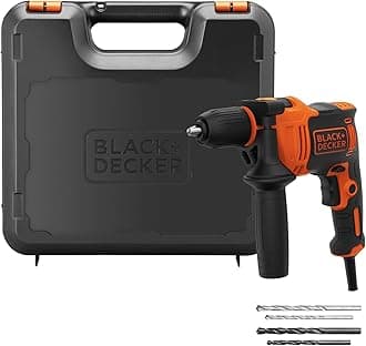 BLACK+DECKER 710W High Performance, 0-2800 RPM Corded Hammer Drill, with 4 Drill Bits and Kitbox, BEH710K-GB