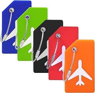 Ovener Silicone Luggage Tag With Name ID Card Perfect to Quickly Spot Luggage Suitcase (Plane 5Pcs Multicoloured)