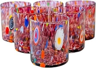 MurArt Murano Glasses Set of 6 Glasses 300 ml Tower Collection in Hand-Blown Glass in Handmade Processing Made in Italy