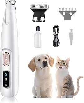 Paw Trimmer for Dogs Cats, Low Noise Paw Small Dog Clipper with 2 Blades for pet’s Paws Eyes Ears Faces and Rump
