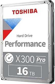 Toshiba X300 PRO 16TB High Workload Performance for Creative Professionals 3.5-Inch Internal Hard Drive – Up to 300 TB/Year Workload Rate CMR SATA 6 GB/s 7200 RPM 512 MB Cache - HDWR51GXZSTB
