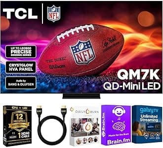 TCL 55-Inch QM7K QD Mini LED Smart Google TV - Dolby Vision , Dolby Atmos, HDR, Game Accelerator 288 Hz, Alexa Compatible w/ 12 Month CPS Protection, AUX HDMI Cable, Streaming