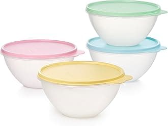 Tupperware Heritage Wonderlier, 4.5 Cup Food Storage Bowl Set of 4 in Vintage Colors, Dishwasher Safe and BPA Free (4 Containers, 4 Lids)