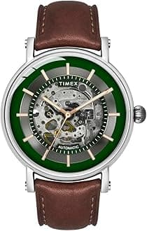 Automatic Watch for Man with Blue Round Dial & Blue Leather Strap Band Water Resistant Men's Wrist Watches