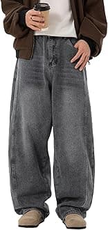 Men's Baggy Hip Hop Jeans Y2k Wide Leg Skater Denim Pants Casual Oversized Straight Leg Trousers Streetwear