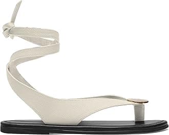 Strap Flip Flop Flat Sandals for Women with Metal Circular Ankle Strappy Ladies Fashion Cute Summer Thong Sandals Dressy.