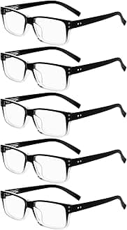Eyekepper Vintage Reading Glasses-5 Pack,Black-Clear Frame