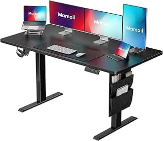 Marsail Electric Standing Desk, 48x24 Inch Adjustable Standing Desk with Storage Bag Stand up Desk for Home Office Computer Desk Memory Preset with Headphone Hook