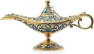 Classic Vintage Aladdin Magic Genie Costume Lamp Home Table Decoration & Gift, Golden Blue