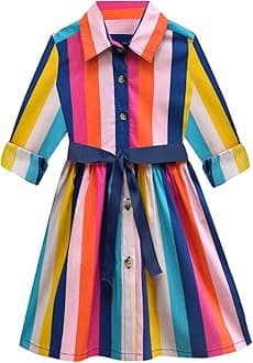 A.T.U.N. (ALL THINGS UBER NICE) Girl's Cotton Shirt Dress Standard Length (GDRS SHT_Multicolor5_2-3Years) Multicolour