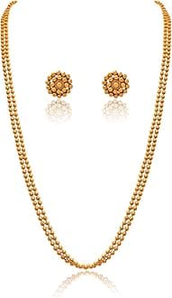 JFL - Jewellery for Less Traditional Ethnic One Gram Gold Plated Beaded Necklace Set with Earring for Women and Girls