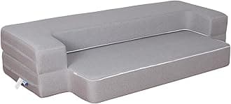 10 Inch Fold Out Couch Bed Memory Foam Couch Floor Futon Sofa Bed, Sleeper Chair Bed for Bedroom Living Room Guest, Full Size, Light Grey