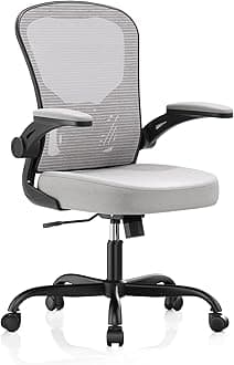 Office Chair, Ergonomic Desk Chairs 330LBS Capacity High Back Mesh Computer Chair with Flip-up Armrests, Comfy Work Chair with Adjustable Lumbar Support, Rolling Chair Black Grey
