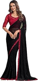 SALSA7801_TFH_Parent Women's Saree with Raw Hemmed Blouse, Multi-Colour, Georgette Sari