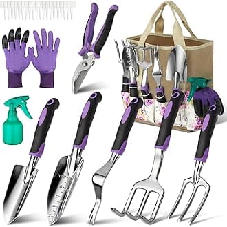 Garden Tools Set 51 Piece, Succulent Tools Set Included, Heavy Duty Aluminum Gardening Tools for Gardening, Non-Slip Ergonomic Handle Tools, Durable Storage Tote Bag, Gifts Tools for Men Women