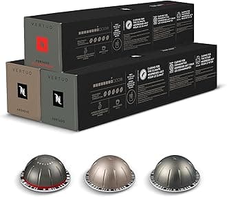 Nespresso Vertuo Coffee Pods Gran Lungo variety pack contains 30 coffee pods (3 sleeves) includes 10 Fortado, 10 Fortado Decaf, 10 Arondio