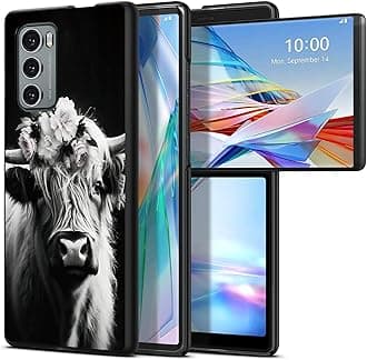 Cattle Cow Flower for LG Wing 5G 6.8" Phone Case, Slim Phone Case for LG Wing (2020), Hard PC Shookproof Wireless Charging Men/Women Cover for LG Wing 5G