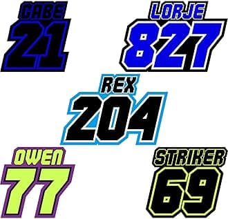 KETABAO Custom Racing Number Text Stickers Bold Glossy Vinyl Decals for Motorcycle MX Dirt Bike Motocross| Durable 3"-16"|Weather-Resistant|Personalized Race Numbers