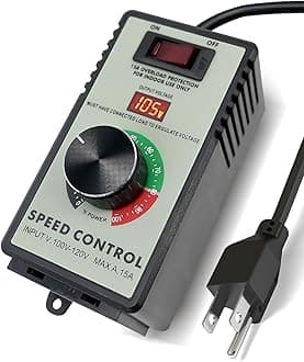 Variable Speed Controller, 120V 15 AMP AC Motor Speed Controller for Electric Fan Router Duct Exhaust Rheostat, Variable Voltage Regulator with Overload Protection Switch and LED Display Screen