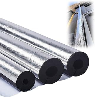 Outdoor Foam pipe insulation tubing, for On air conditioning lines on Heat Pump, Insulated tubes prevent heat loss, ID 22mm (7/8")-165mm (6-1/2") aluminum foil Foam Tubing(89mm(ID) x15mm)