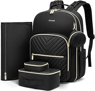 LOVEVOOK Diaper Bag Backpack with 2 Cubes, Changing Pad & Pacifier Holder, Waterproof Travel Diaper Bags with USB Charging Port, Stylish and Large Capacity, 5PCS Set, Black