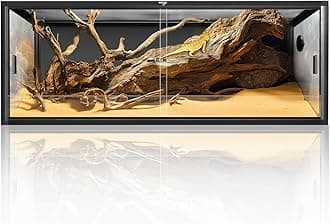 - 68 Gallon Reptile Tank, Large Terrarium for Bearded Dragons, Snakes, Leopard Geckos, Sliding Door & Top Ventilation, 48" x 18" x 18" Easy-to-Maintain Reptile Enclosure