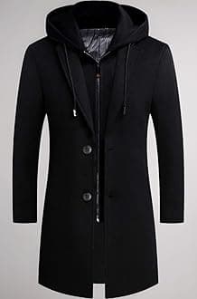 Mens Trench Coat Winter Wool Blend jacket Overcoat long Top Coat Warm Pea Coat