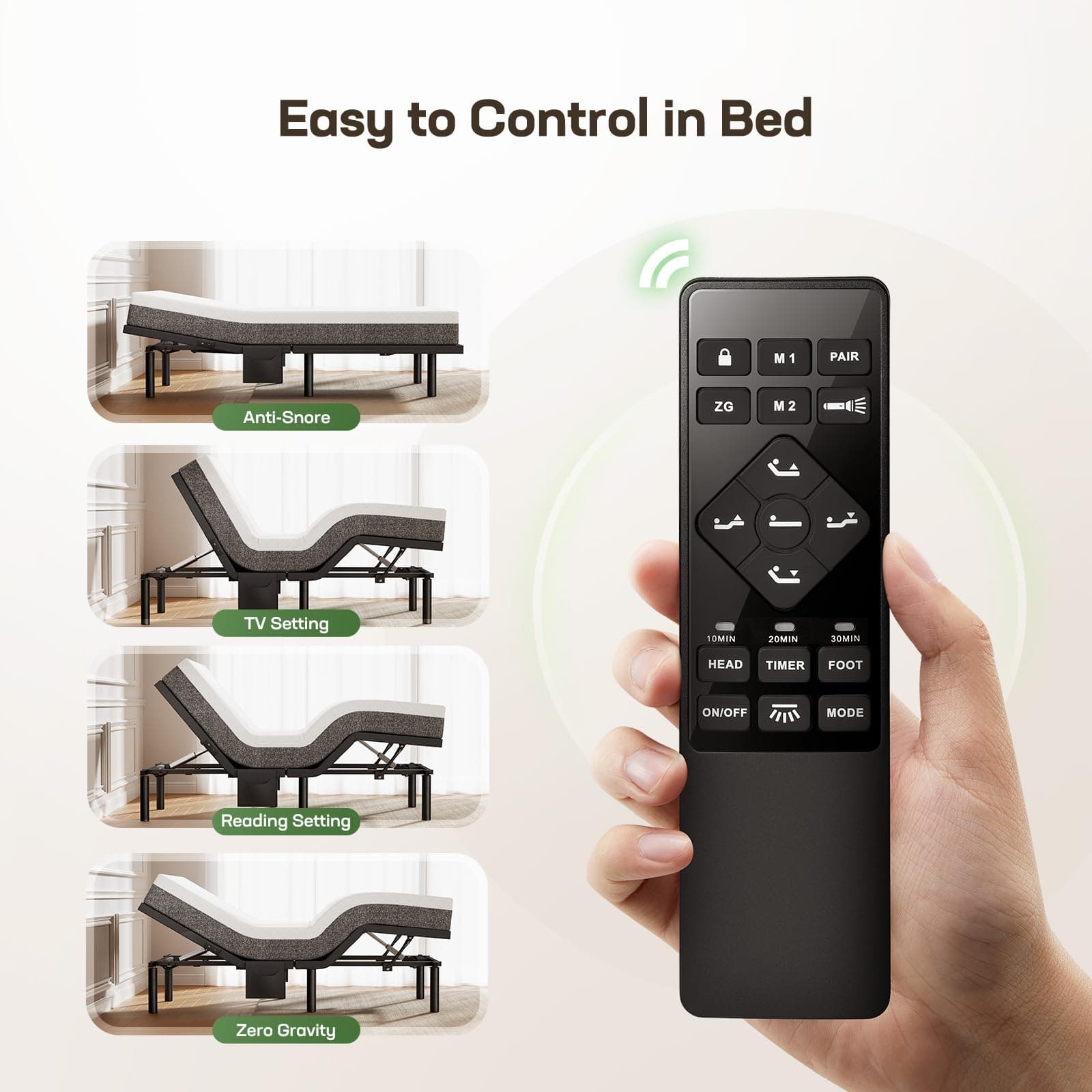 Marsail MS01-1 Split King Adjustable Bed Base with Massage, 4 Ports USB A&C Adjustable Bed Frame with Under-Bed Nightlight, 3 Minutes Assembly, Wireless Control Adjustable Bed with 4 Height Options