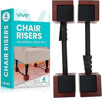 Vive Chair Risers (4 Pack) - Heavy Duty Lifters for Furniture, Desk, Table, Couch Sofas - Adjustable, 3,000 LB Weight Capacity - Non Slip Wood Risers, Elevates 3" Height for Seniors