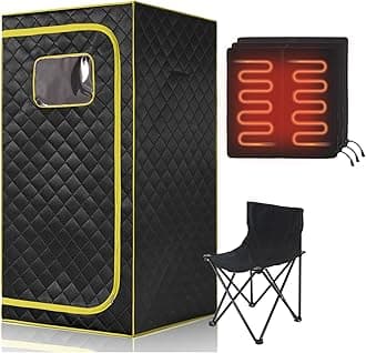 Portable Infrared Sauna, Full Size Far Infrared Sauna, One Person Sauna Tent, Separate Heating Foot Pad and Portable Sauna Chair Home Saunas for Relaxation Detox