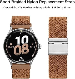 WOCCI 18mm Braided Nylon Watch Band for Men and Women, Quick Release, Silver Stainless Steel Buckle (Brown)