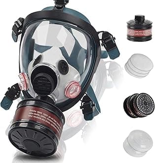 HANUU Gas Mask, Gas Masks Survival Nuclear and Chemical with 40mm Activated Carbon Filter, Tactical Full Face Respirator Mask for Gases, Dust, Vapors, Chemicals, Paint, Spray