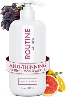 Routine Wellness Anti-Thinning Deep Conditioner for Thinning Hair to Reduce Breakage - CLINICALLY TESTED Formula with DHT Blockers Saw Palmetto, Nettle Oil - Berry Bloom & Citrus Conditioner