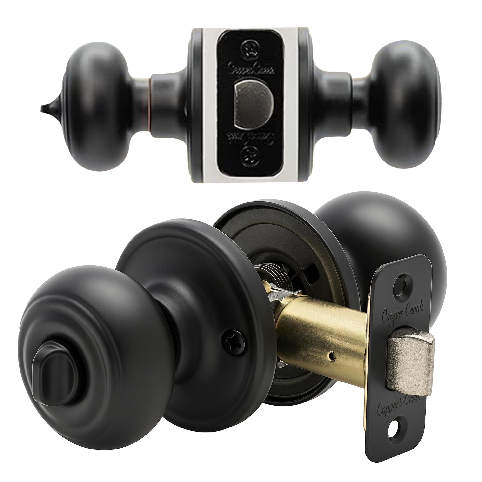 CK2030BC Colonial Door Knob, Privacy Function, 1 Pack, in Black