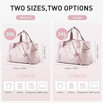 BAGSMART BAGSMART Gym Bag for Women, Carry on Weekender Overnight Bag, Travel Duffel Bags with Trolley Sleeve, Personal Item Travel Bag Tote Bag Workout Dance Bag, Orange-34L