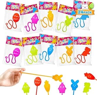 Non Candy Easter Egg Fillers for Toddlers 24 Pack,Easter Sticky Hands - Basket Goodie Bags Stuffers for Kids,Small Fidget Party Favors Pinata Stuff Egg Hunt Prizes Classroom Toys Gifts for Boys Girls
