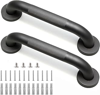 Shower Grab Bar, 2 Pack 12 Inch Gray Bathroom Grab Bar, 1.25" Diameter 304 Stainless Steel Anti-Slip Grab Bars for Bathtubs and Showers, Handicap Shower Grab Bar for Seniors Elderly