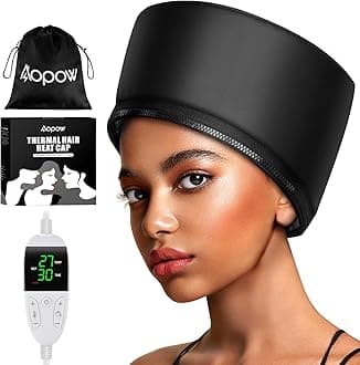 Heat Cap for Deep Conditioning: Adjustable Temperature up to 176℉ 9 Timer Settings Hair Steamer for Natural Hair Home Use Thermal Steam Cap for Black Hair Portable Heating Caps for Hair Treatment